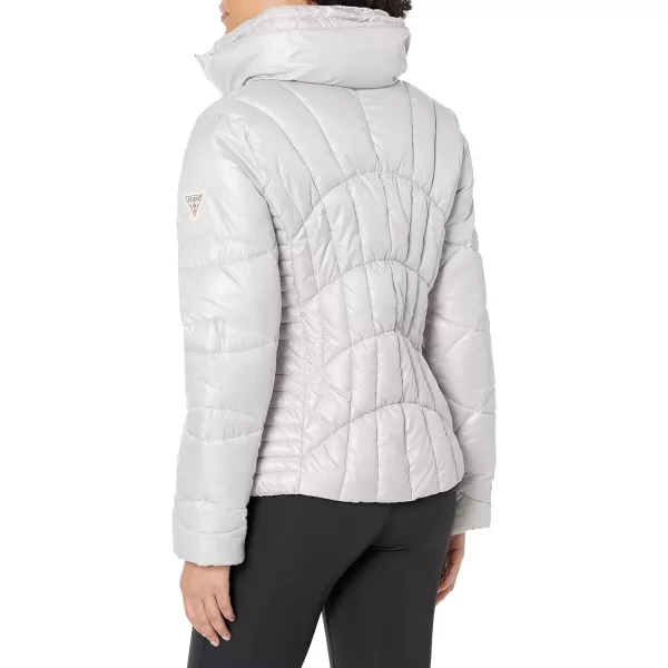 GUESS Womens Quilted Puffer JacketSilver