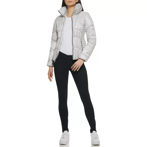 GUESS Womens Quilted Puffer JacketSilver