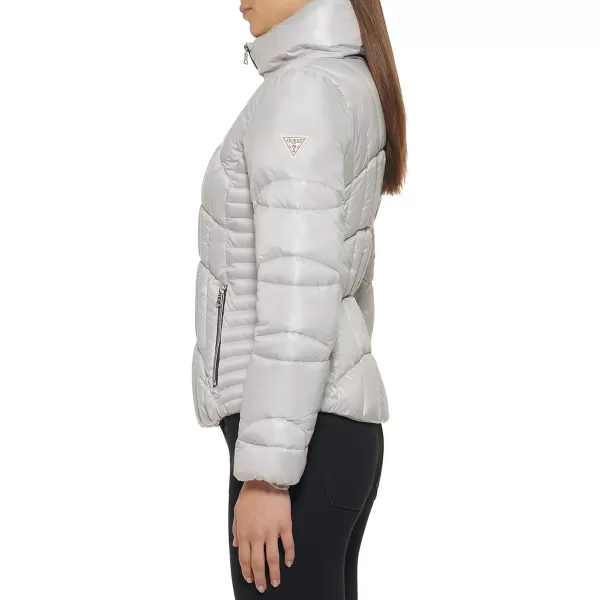 GUESS Womens Quilted Puffer JacketSilver