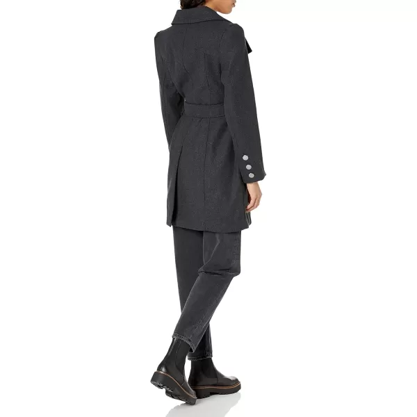 GUESS Womens Wool CoatLong Button Charcoal