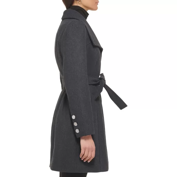 GUESS Womens Wool CoatLong Button Charcoal