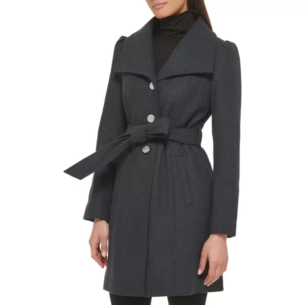 GUESS Womens Wool CoatLong Button Charcoal