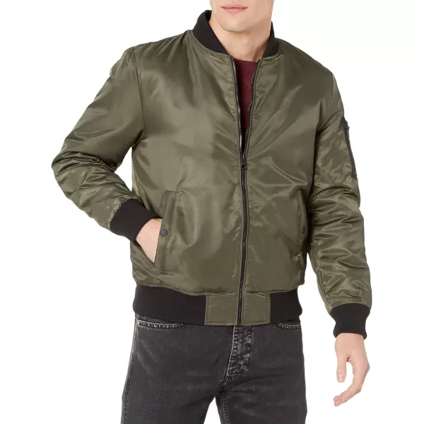 GUESS mens Hooded Bomber JacketOlive