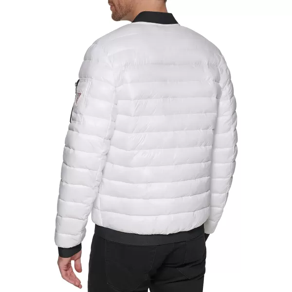 GUESS mens Light Weight Long Sleeve Elastic Cuffs BomberWhite