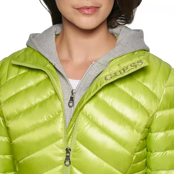 GUESS womens Light Packable Jacket Quilted Transitional PufferLime