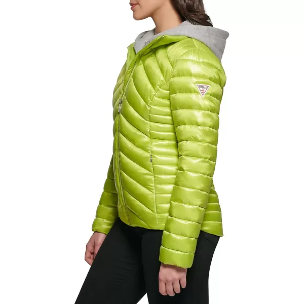 GUESS womens Light Packable Jacket Quilted Transitional PufferLime