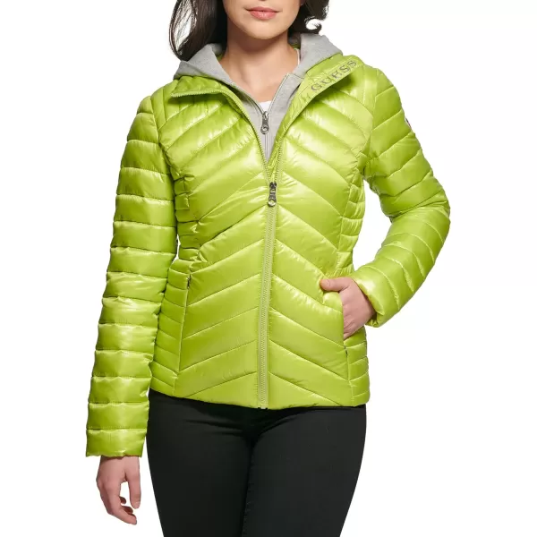 GUESS womens Light Packable Jacket Quilted Transitional PufferLime