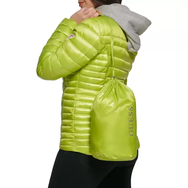 GUESS womens Light Packable Jacket Quilted Transitional PufferLime