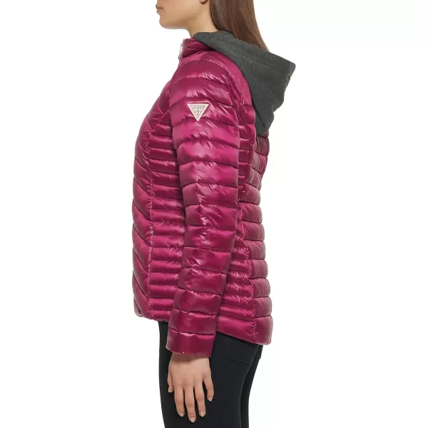 GUESS womens Light Packable Jacket Quilted Transitional PufferMagenta