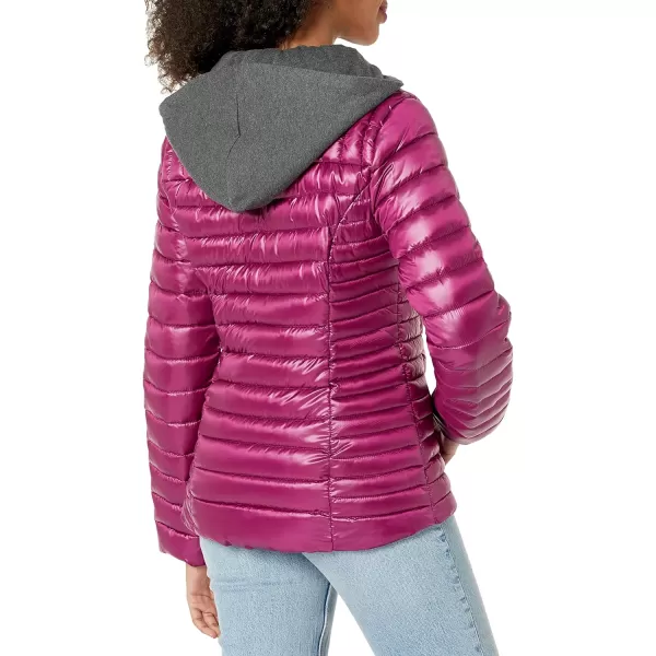 GUESS womens Light Packable Jacket Quilted Transitional PufferMagenta