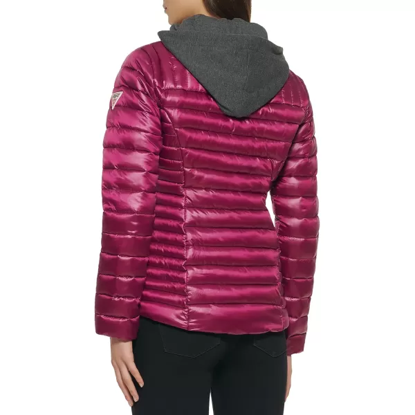 GUESS womens Light Packable Jacket Quilted Transitional PufferMagenta