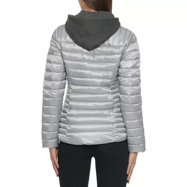 GUESS womens Light Packable Jacket Quilted Transitional PufferSilver