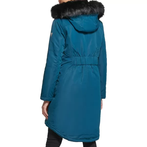 GUESS womens Long Anorak CoatTeal