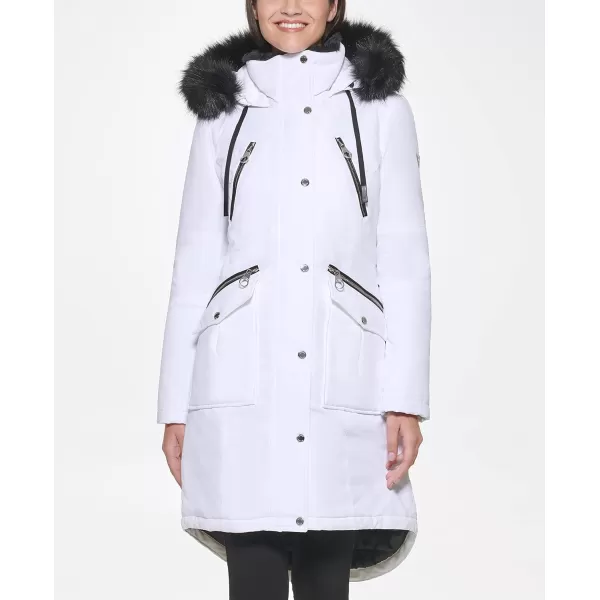 GUESS womens Long Anorak CoatWhite