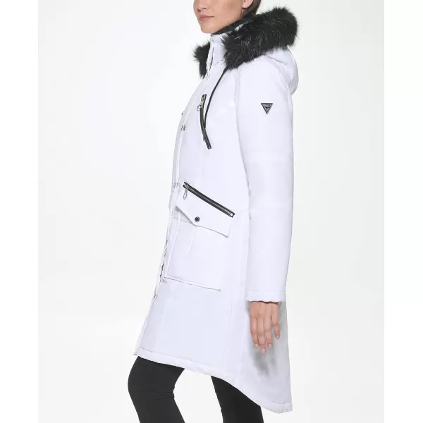 GUESS womens Long Anorak CoatWhite