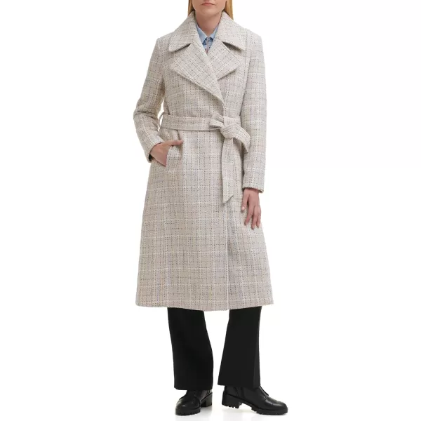 Karl Lagerfeld Paris Womens Belted Wrap Style CoatMulti