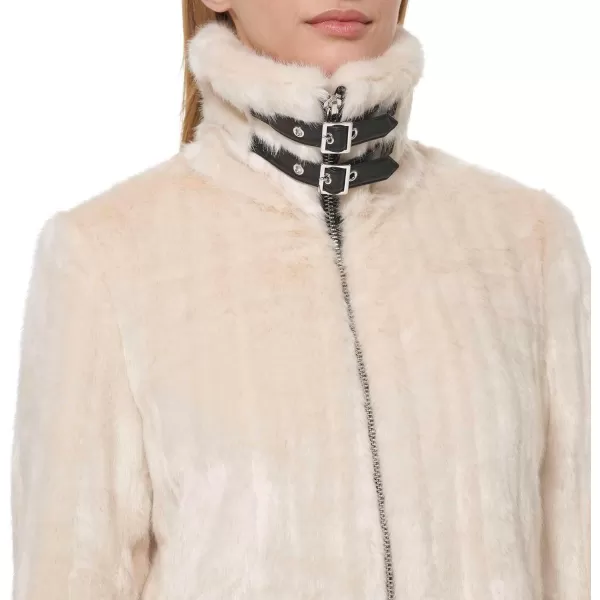 Karl Lagerfeld Paris Womens Collared Faux Leather Belted CoatWhite