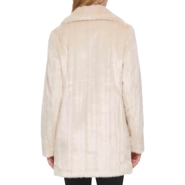 Karl Lagerfeld Paris Womens Collared Faux Leather Belted CoatWhite