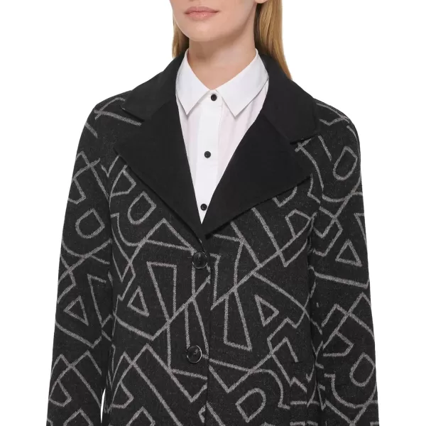 Karl Lagerfeld Paris Womens Collared Wool JacketBlack