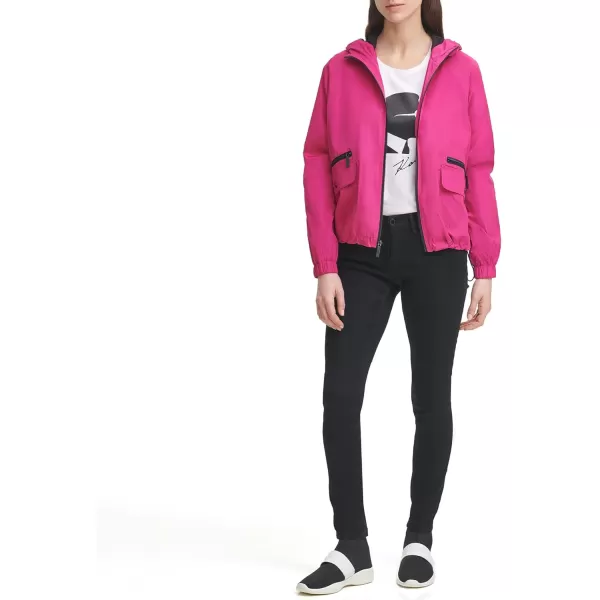 Karl Lagerfeld Paris Womens Hooded BomberBright Pink