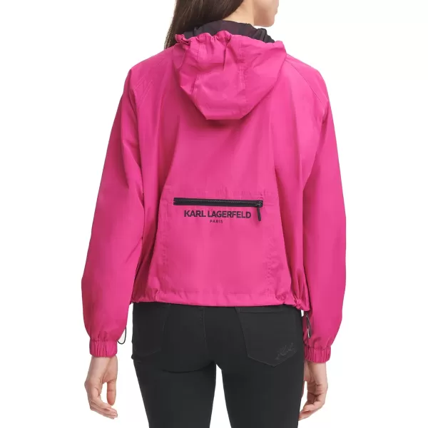 Karl Lagerfeld Paris Womens Hooded BomberBright Pink