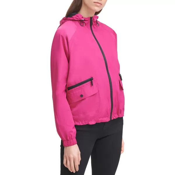 Karl Lagerfeld Paris Womens Hooded BomberBright Pink