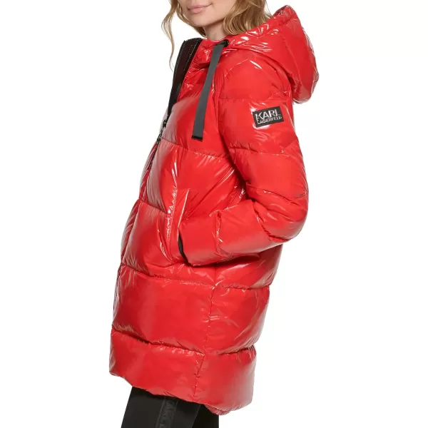 Karl Lagerfeld Paris Womens Hooded JacketScarlet