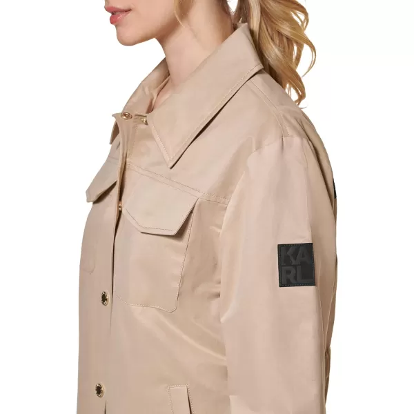 Karl Lagerfeld Paris Womens Oversized Shirt JacketKhaki