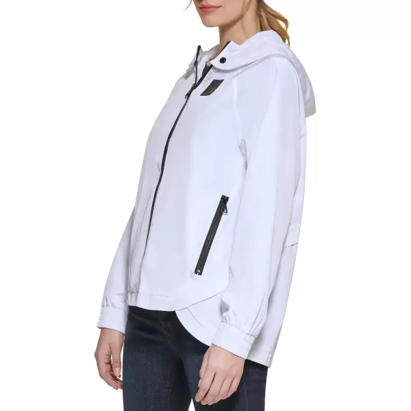 Karl Lagerfeld Paris Womens Short Zip Front with Logo on BackWhite