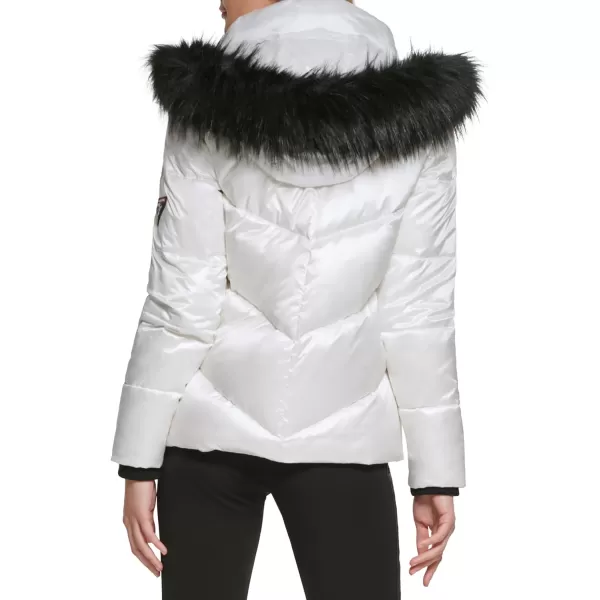 Karl Lagerfeld Paris Womens Storm Cuff Faux Fur Trim JacketWhite