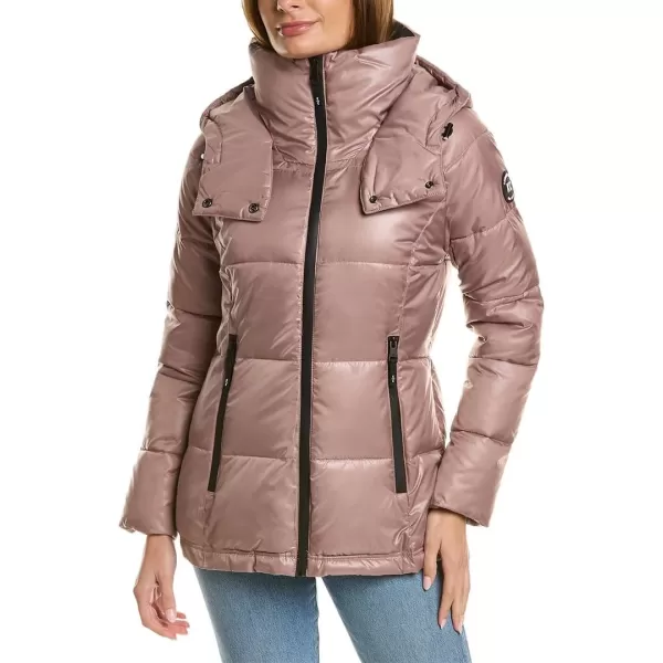 Kenneth Cole New York Womens Horizontal Zip Puffer JacketBark