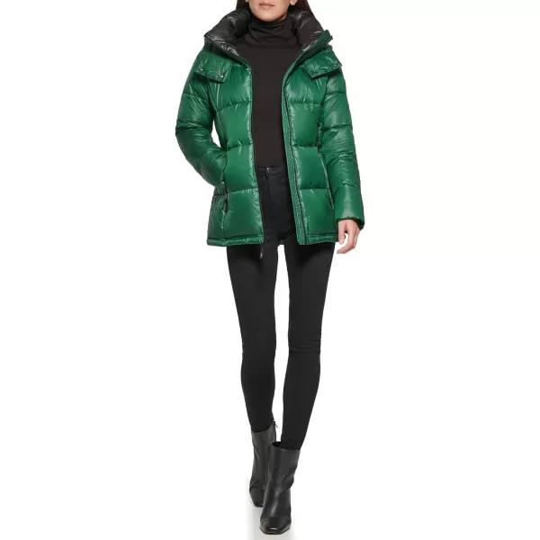 Kenneth Cole New York Womens Horizontal Zip Puffer JacketEmerald