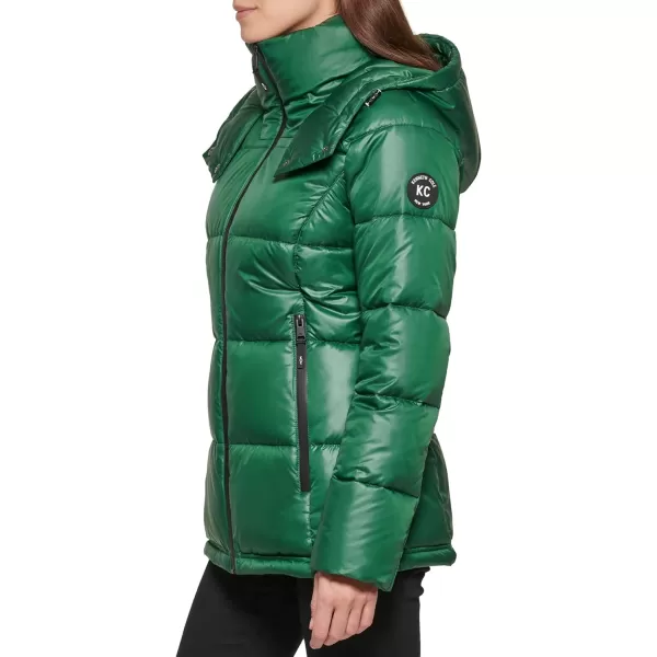 Kenneth Cole New York Womens Horizontal Zip Puffer JacketEmerald