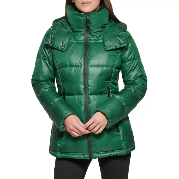 Kenneth Cole New York Womens Horizontal Zip Puffer JacketEmerald