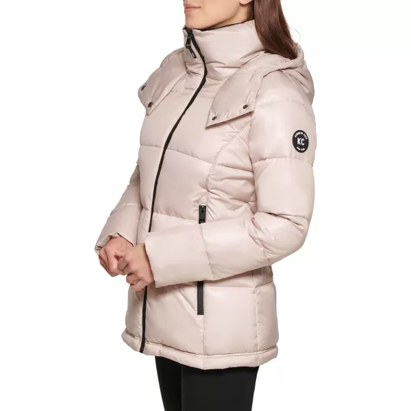 Kenneth Cole New York Womens Horizontal Zip Puffer JacketFrost