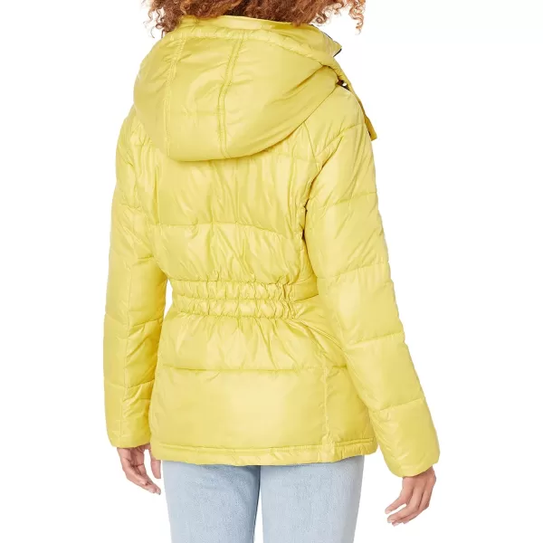 Kenneth Cole New York Womens Horizontal Zip Puffer JacketHighlighter