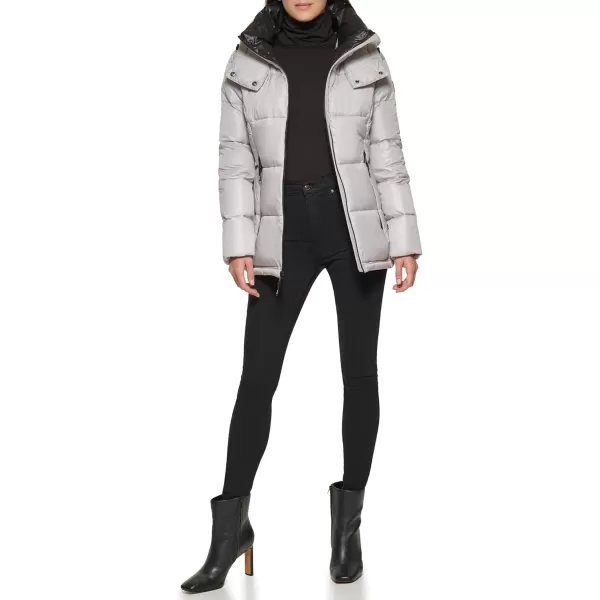 Kenneth Cole New York Womens Horizontal Zip Puffer JacketPearl