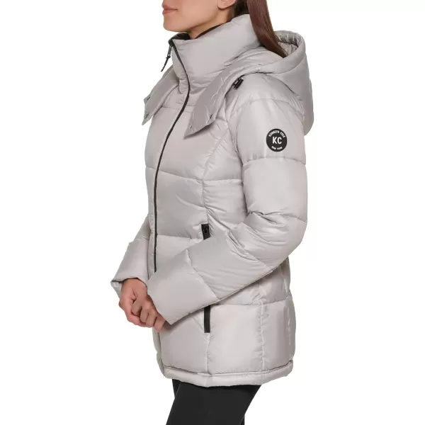 Kenneth Cole New York Womens Horizontal Zip Puffer JacketPearl