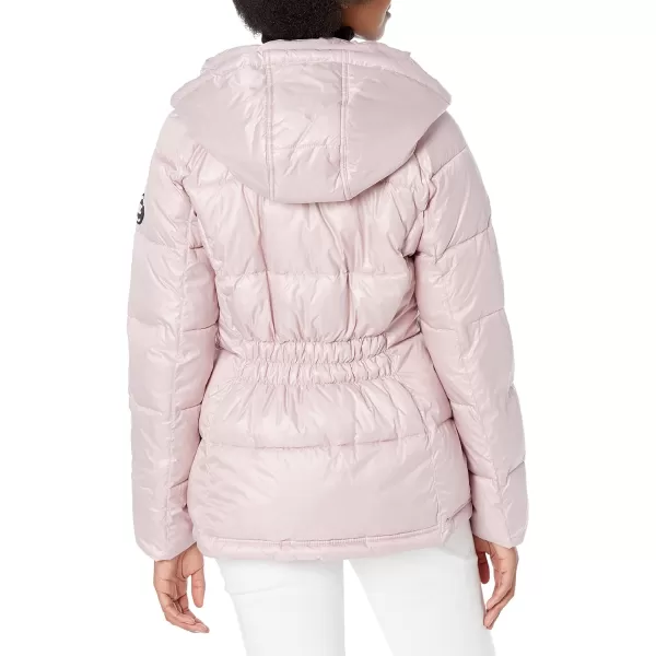 Kenneth Cole New York Womens Horizontal Zip Puffer JacketPink