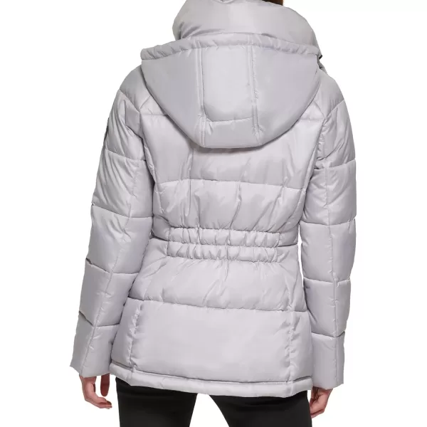 Kenneth Cole New York Womens Horizontal Zip Puffer JacketSilver White