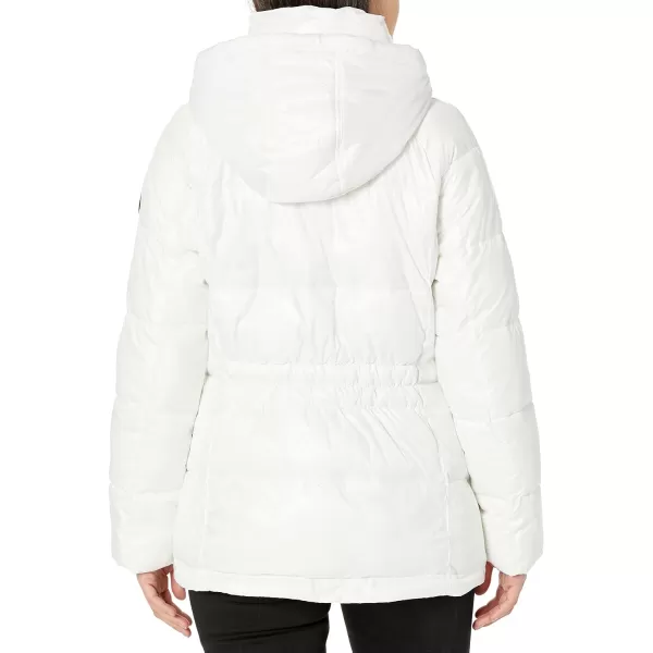 Kenneth Cole New York Womens Horizontal Zip Puffer JacketWhite