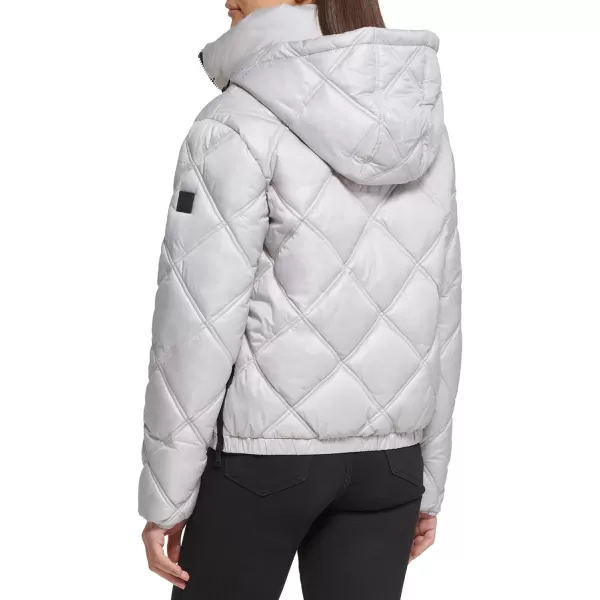 Kenneth Cole New York Womens Short Hooded Diamond Quilted Puffer JacketPearl