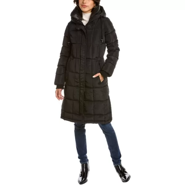 Kenneth Cole Womens Box Quilted Heavyweight Outerwear PufferBlack