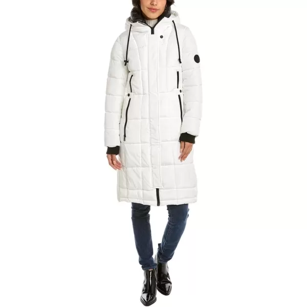 Kenneth Cole Womens Box Quilted Heavyweight Outerwear PufferWhite