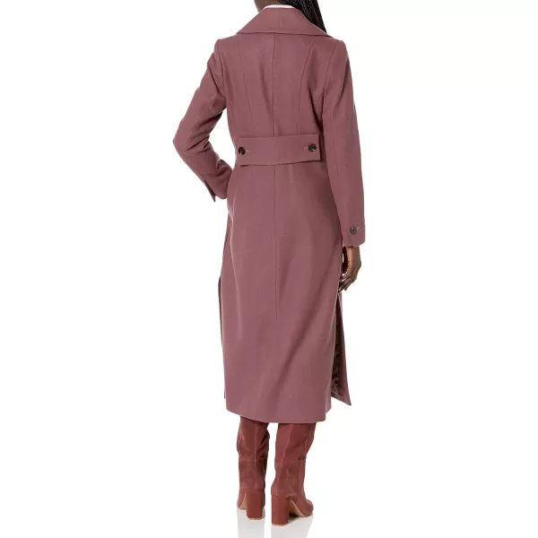 Kenneth Cole Womens Classic Double Breasted Wool Maxi CoatMauve