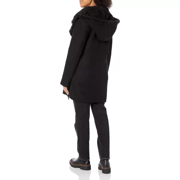 Kenneth Cole Womens Sherpa Trim Asymmestrical JacketBlack