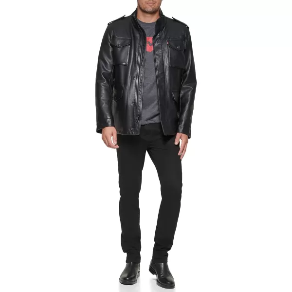 Levis Mens 4Pocket Field JacketBlack Faux Leather