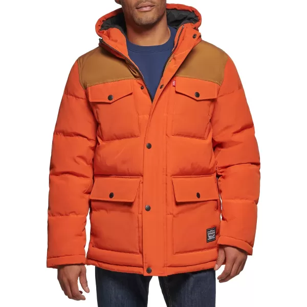 Levis Mens Arctic Cloth Quilted Performance ParkaNavy Colorblock