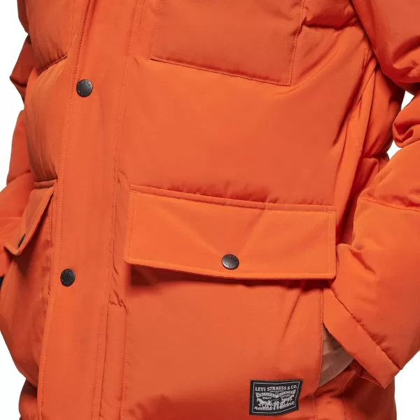 Levis Mens Arctic Cloth Quilted Performance ParkaOrangeWorker Brown