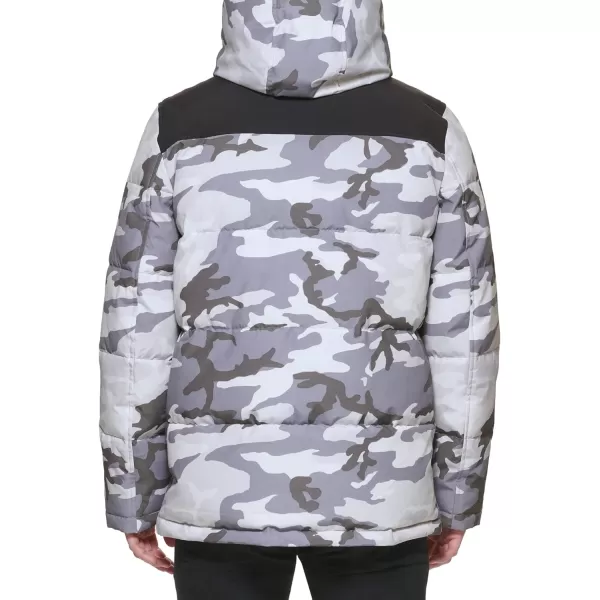 Levis Mens Arctic Cloth Quilted Performance ParkaWhite Camo Colorblock